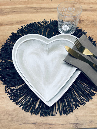 Set piatti heart in legno