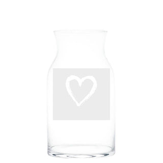 Vaso in vetro cuore e graffiti