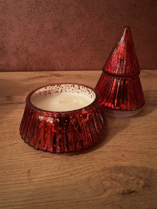 Candela profumata in vetro a forma di albero di Natale 17 cm
