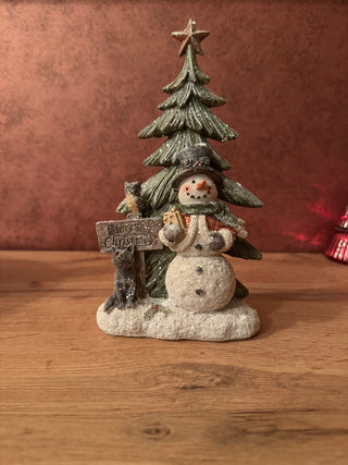 Decorazione natalizia albero h. 24 cm con pupazzo di neve