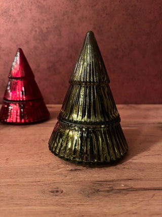 Candela profumata in vetro a forma di albero di Natale 17 cm